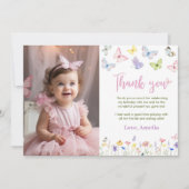 Carte de remerciement Papillon Fleur sauvage Anniv (Devant)