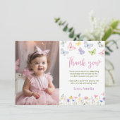 Carte de remerciement Papillon Fleur sauvage Anniv (Debout devant)