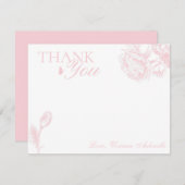 Carte de remerciement papillon floral rose et blan (Devant / Derrière)