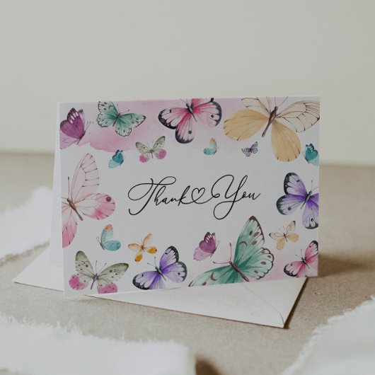 Carte de remerciement papillon Merci