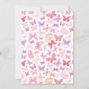 Carte de remerciement Papillons Rose Violet Jaune