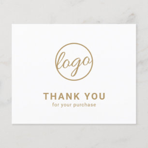 Carte de remerciement personnalisée avec logo doré