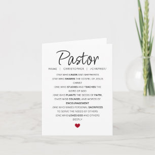 Carte de remerciement personnalisée pour pasteur