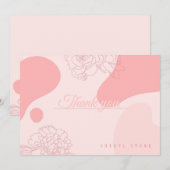 Carte de remerciement personnalisée Rose Doodle (Devant / Derrière)