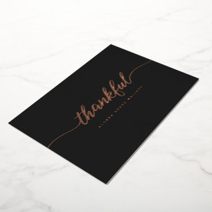 Carte de remerciement personnalisée rose gold noir