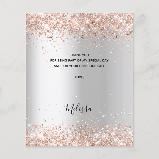 Carte de remerciement petit budget rose argentée p (Dos)