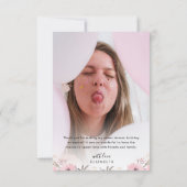 Carte de remerciement photo 2 Écriture cœur floral (Dos)