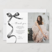 Carte de remerciement photo à ruban noir (Devant)