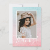 Carte de remerciement photo aquarelle pastel Aqua (Devant)