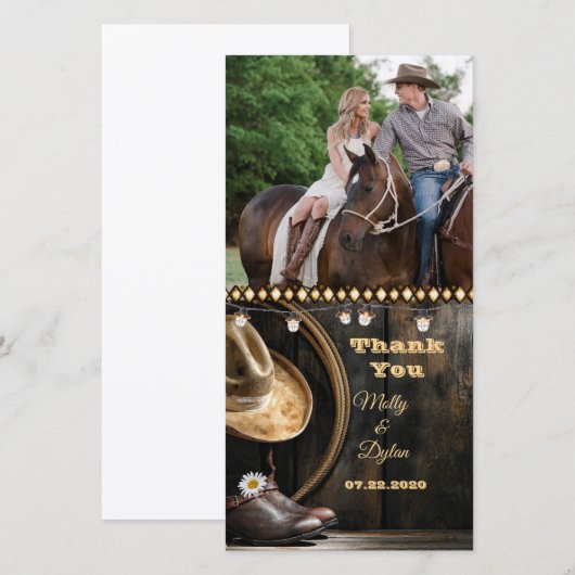 Carte de remerciement photo avec bottes de campagn (Devant / Derrière)