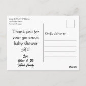 Carte de Remerciement Photo Baby Shower Adresse de (Dos)