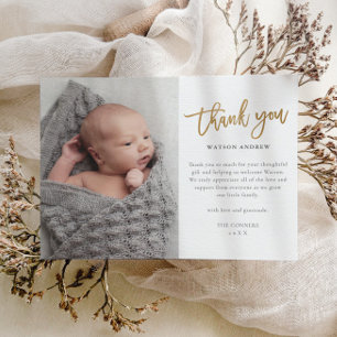 Carte de remerciement photo bébé script budgétaire