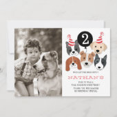 Carte de remerciement photo Chiens et ballon noir (Devant)