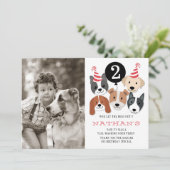 Carte de remerciement photo Chiens et ballon noir (Debout devant)