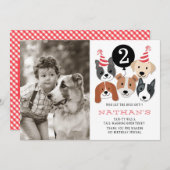 Carte de remerciement photo Chiens et ballon noir (Devant / Derrière)