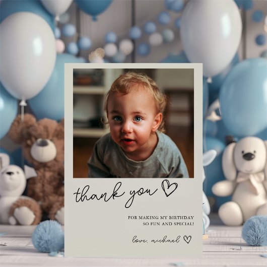 Carte de remerciement photo d'anniversaire