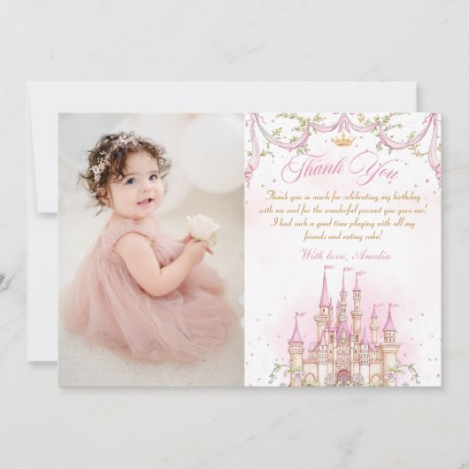 Carte de remerciement photo d'anniversaire de fill (Devant)