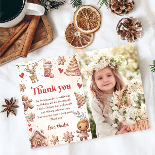 Carte de remerciement photo d'anniversaire de Noël