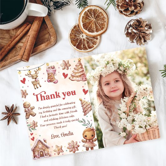 Carte de remerciement photo d'anniversaire de Noël