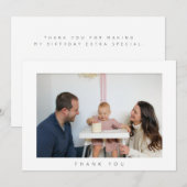 Carte de remerciement photo d'anniversaire minimal (Devant / Derrière)