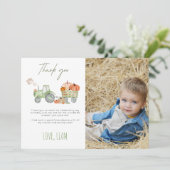 Carte de remerciement photo d'anniversaire Tracteu (Debout devant)