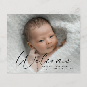 Carte de remerciement photo de bébé bienvenue à pe