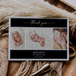 Carte de remerciement photo de bébé chic et minima