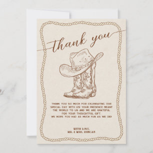 Carte de remerciement photo de chapeau et de botte