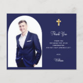 Carte de remerciement photo de confirmation garçon (Devant)