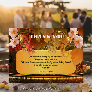 Carte de remerciement photo de mariage au vignoble