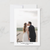 Carte de remerciement photo de mariage avec texte  (Dos)