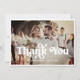 Carte de remerciement photo de mariage bohème rétr