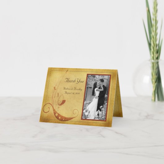 Carte de remerciement photo de mariage d'automne o (Devant)