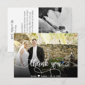 Carte de remerciement photo de mariage moderne à l (Devant / Derrière)