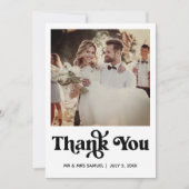 Carte de remerciement photo de mariage rétro simpl (Devant)