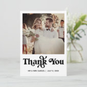 Carte de remerciement photo de mariage rétro simpl (Debout devant)