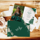 Carte de remerciement photo de Quinceanera argent 