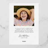 Carte de remerciement photo de remise de diplôme a (Verso)