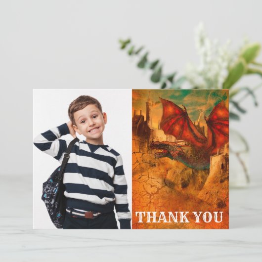 Carte de remerciement Photo Dragon (Debout devant)