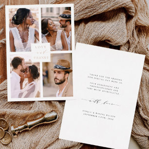 Carte de remerciement photo en feuille d'or rose L