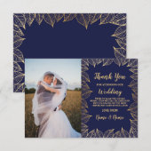 Carte de remerciement photo Engagement Mariage Or (Devant / Derrière)