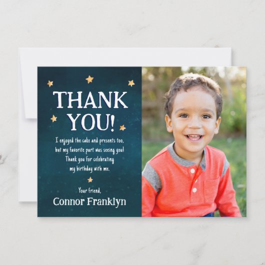 Carte de remerciement photo Espace Sidéral Enfants (Devant)