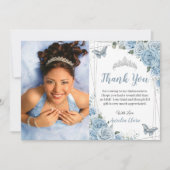 Carte de remerciement photo florale bleu bébé pour (Devant)