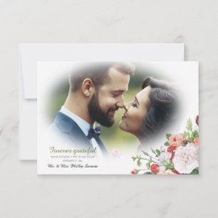 Carte de remerciement photo florale de jardin vint