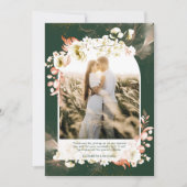 Carte de remerciement photo florale émeraude moder (Devant)