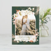 Carte de remerciement photo florale émeraude moder (Debout devant)