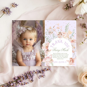 Carte de remerciement photo lilas pour le premier