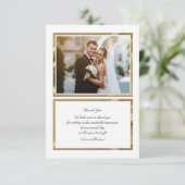Carte de remerciement photo or et blanc (Debout devant)