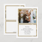Carte de remerciement photo or et blanc (Devant / Derrière)