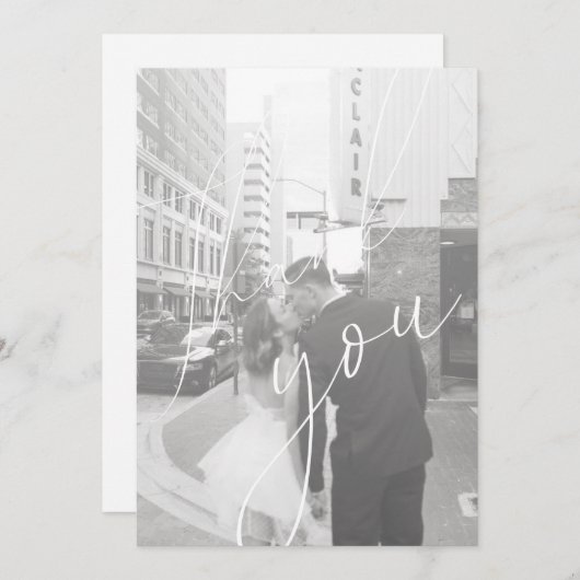 Carte de remerciement photo plate à scénario minim (Devant / Derrière)